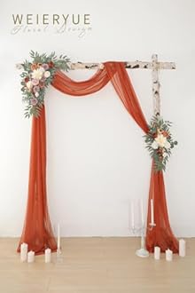 WEIERYUE Artificial Wedding Arch Flowers Kit(Pack of 3),2Pcs Artificial Flower Arch Decor,1Pcs Sheer Drape for Wedding Ceremony Arbor for WeddingCeremony (Burnt Orange Wedding)