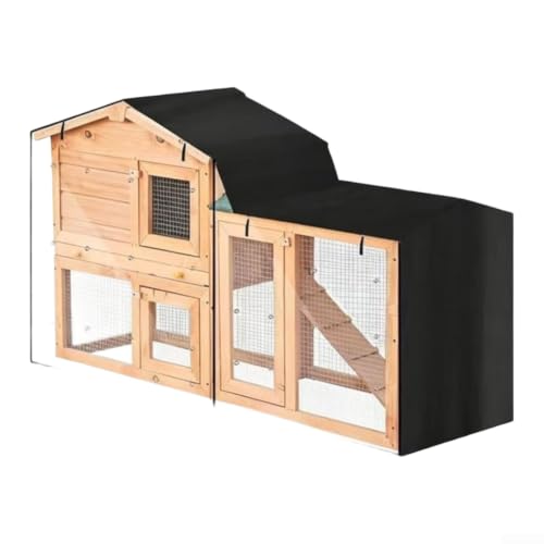 Image of Waterproof Rabbit Hutch Cover Large Double Tier Thermal Windproof Outdoor Animal House Shield Roll-Up Design Black 180x52x86cm(180 * 52 * 86cm)
