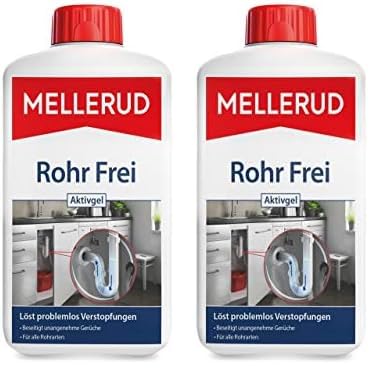 Mellerud Rohr Frei Aktivgel – Leistungsstarker Abflussreiniger gegen Verstopfungen und Gerüche für alle Rohrarten – 1 x 1 l (Packung mit 2)