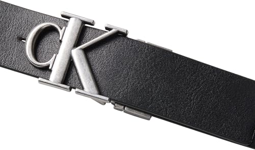 Calvin Klein Herren Gürtel Buckle Tumbled 3,5 cm aus Leder zum Wenden, Schwarz (Black/Ck Cognac/Antique Silver), 105 cm – Ansicht 5