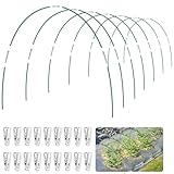 Garden Hoops 6 Set 7ft Grow Tunnel, 30pcs Greenhouse Support Hoops Rust-Free Frame for Garden Netting Raised Beds Row Cover Fabric, DIY Fiberglass for 3 & 4 Ft Wide, 18pcs Clips-5mm