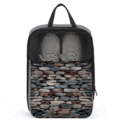 Sac à chaussures suspendu gris imprimé pierre en taille unique pour le rangement