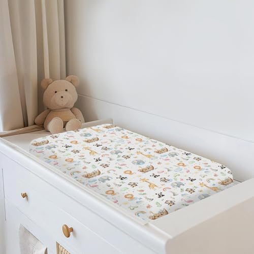 Cute Animals Ship Changing Pad Covers for Baby Girls Boys Lion Panda Giraffe Flamingo Rainbow Sun Leaves Fitted Change Table Pad Covers Mats Wildlife Soft Diaper Changing Pad Sheets 32''×16'' by ZoUbqchY - Image 5