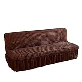 OZLCUA Copridivano Copridivano senza braccioli in garza a bolle con orlo della gonna elastico e solido Protezione for mobili antiusura(Color-07,160-190cm)