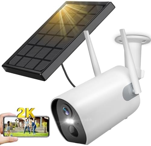 2K Inalámbrica Exterior Solar WiFi Cámara de Vigilancia, 2.4GHz C...