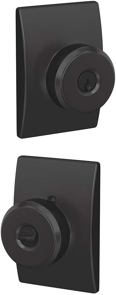 SCHLAGE F51A BWE 622 CEN Bowery Knob with Century Trim Keyed Entry Lock, Matte Black