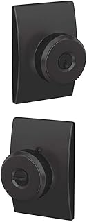 SCHLAGE F51A BWE 622 CEN Bowery Knob with Century Trim Keyed Entry Lock, Matte Black