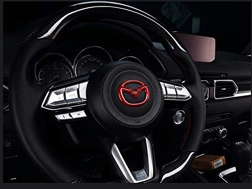 MAXDOOL Red Steering Wheel Cover Sticker Sequins Frame Trim for Mazda 3 6 CX-3 CX-5 CX-9 Interior Accessories (Red)