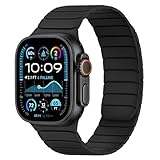 磁気 コンパチブル Apple Watch バンド 49mm 46mm 45mm 44mm 42mm ソフトシリコン交換用ループリストバンド ンパチブル アップルウォッチ バンド Ultra/SE Series10/9/8/7/6/5/4/3/2/1に対応 柔らかい 男女兼用，ブラック