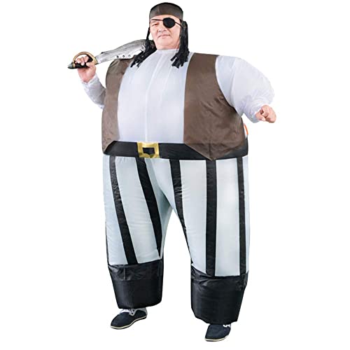 IRETG Costume gonfiabile pirata Fai esplodere il vestito dei pirati caraibici Fancy Dress Divertente Jumpsuit per Party Halloween Natale Cosplay