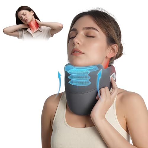 MUSE RELAX Cervical Traction Device for Neck Pain Relief, Neck Stretcher with Stepless Height Adjustment and Electric Air Pressure, Built-in Heating Neck Brace Portable for Home/Office/Travel