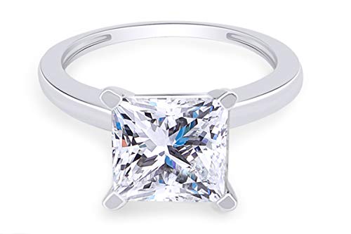 Princess Cut Sparkling White Cubic Zirconia Solitaire Engagement Ring In 14k Gold Plated 925 Sterling Silver Jewelry Gift For Women Wedding3