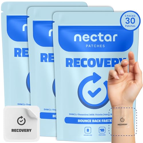 Image of Nectar Recovery Patches | DHM, L-Theanine, Milk Thistle Replenishment & Hydration Support | Night Out Recovery Support for Adults | Travel-Friendly Vitamin Patch Kit | Party Kit Supplies | 30 Count