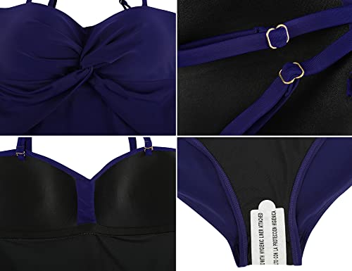 Coastal Rose Plus Size Bathing Suits For Women Twist Bandeau Swimsuit Tummy Control Swimwear Us18 Navy #TOP5