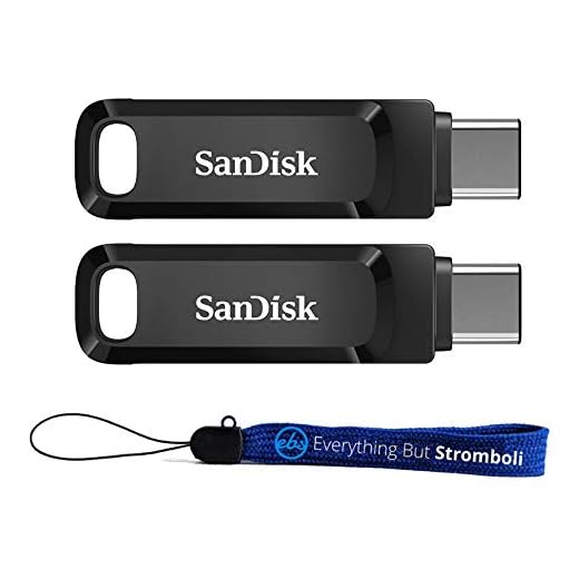 SanDisk 64GB Ultra Dual Drive Go (SDDDC3-064G-G46) 2-in-1 USB Type-A & Type-C Flash Drive - 2 Pack Bundle with 1 Everything But Stromboli Lanyard