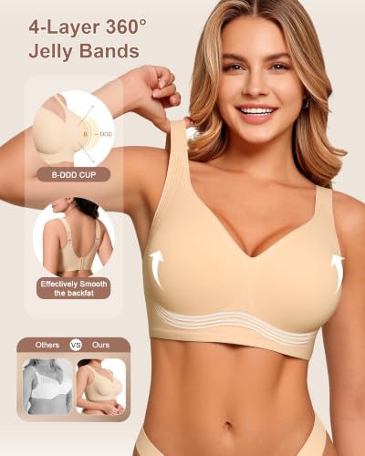 Image of Bras for Women Jelly Wireless Supportive Seamless Full Coverage Push Up No Underwire Comfort Plus Size for Older Women