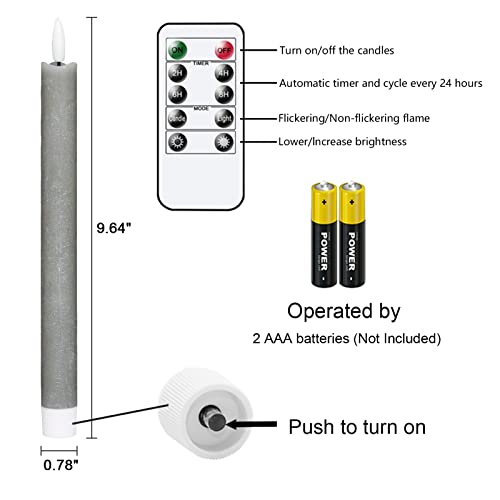 Eldnacele LED Stabkerzen mit Timerfunktion und Fernbedienung, Grau, 6er Set – Ansicht 6