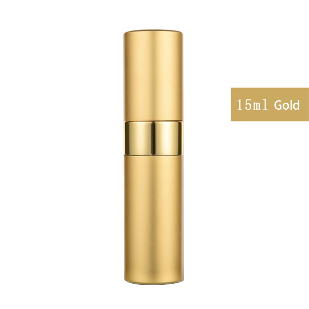 Geardeangloow 10 sztuk butelek z rozpylaczem na perfumy, pusty pojemnik, podróżny makijaż, woda, perfumy, atomizer, złoty, 15 ml