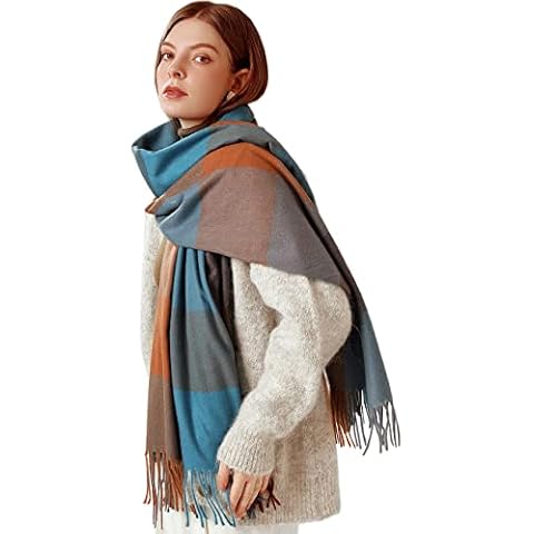 MAIRY Plaid Cashmere Scarfs for Women Warm Thick Winter Pashmina Shawls and Wraps Scarves F10003 Cover