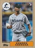2022 Topps Archives Baseball #228 Edward Cabrera RC Rookie Miami Marlins 1987 Topps Official MLB Trading Card (Stock Photo Shown, Near Mint to Mint Condition)