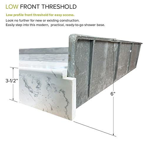 Transolid FPT6036R-SW 60-in x 36-in Pre-Tiled Shower Base with Right Hand Drain in White Square - Image 6