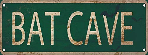 Lenrius Bat Cave Street Sign 6x16 inch Vintage Rustic Retro Wall Decor Funny Metal Tin Sign Lenrius Bat Cave Street Sign 6x16 inch Vintage Rustic Retro Wall Decor Funny Metal Tin Sign