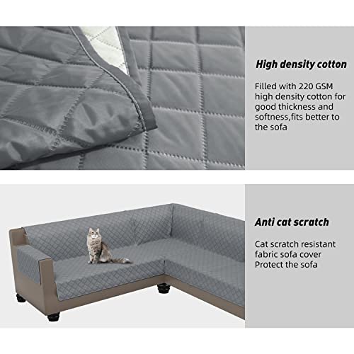Arfntevss Corner Sectional Couch Covers Water Resistant 3-Pieces L Shape Sofa Cover Set Quilted Anti Slip U-Shaped Sofa Slipcovers Living Room Furniture Protector For Pet Dog Cat (Gray, Large) #TOP3