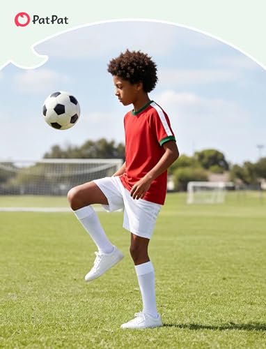 PATPAT Boys Athletic Soccer Shirt Short Sleeve Sports Tee Kids Training Running Active Wear Red 13-14 Years — view 6
