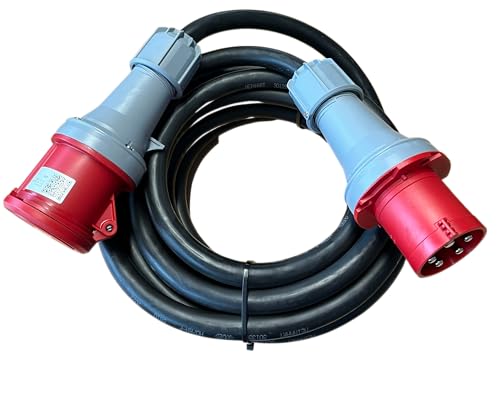 Aktobis 63A CEE-Verbindungskabel H07RN-F 5G10 mit 10 m Länge und inkl. Kupplung und Stecker, IP67