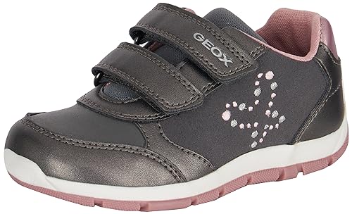 Geox B Heira Girl A, Zapatillas Niñas, Dk Grey Dk Pink, 27 EU