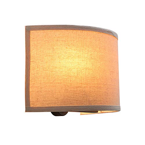 Yosoan Wall Sconce Indoor Night Light Fixture, Vintage Industrial Wall Lamp White Semicircle Textile Lamp Shade For Bedroom Living Room Corridor Study(Linen) #TOP7