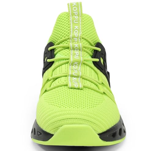Ikunka Boys Girls Tennis Shoes Kids Breathable Slip On Sneakers School Running Shoes For Athletic Sport Green Size 3 Big Kid thumb #1