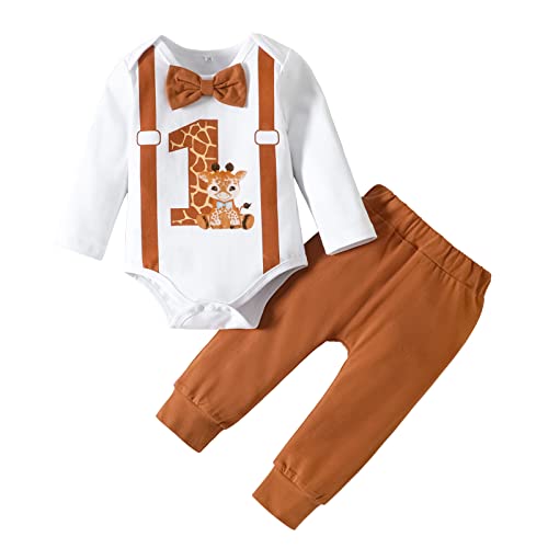 Borlai Baby Junge 1. Geburtstag Outfits Fliege Strampler Hosenträger Hosen...