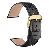 WOCCI 19mm Cinturino orologio in alligatore sbalzato con fibbia in oro, unisex ricambio bande (nero)