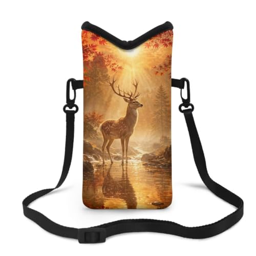 Image of Women Crossbody Cell Phone Purse Universal Mobile Phone Bag Purse with Shoulder Strap Bag Pouch Fits Most Smartphones for Travel, Beach, Deer Fall Leaf Autumn Pattern