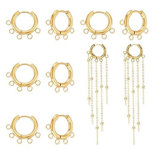 UNICRAFTALE 5 Pair Golden Stainless Steel Hoop Earring Findings 10 Gauge Earrings with 5 Horizontal Loops DIY Tassel Earring Accessories Metal Hoop Earring Components for Jewlery Making