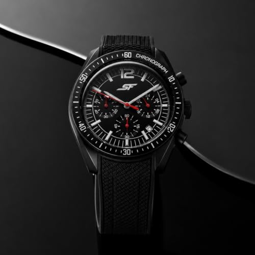Image of SF Genesis-Bold Chronograph Quartz Analog with Black Dial Black Silicon Strap Watch for Men - 77186PP03