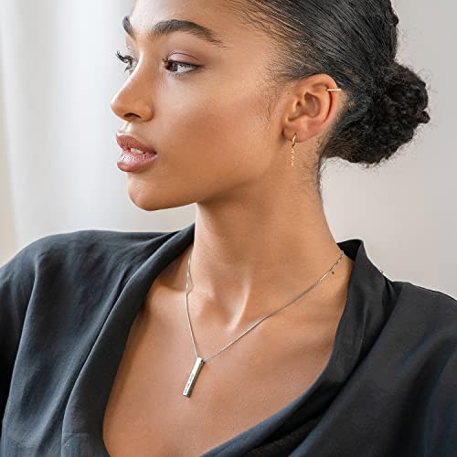 OAK & LUNA - Personalized Pillar Bar Necklace with Diamond Options - Custom Inscription Engraved Pendant - Up to 4 Names - Jewelry Gift for Women, Her, Mother For Mother's Day, Christmas4
