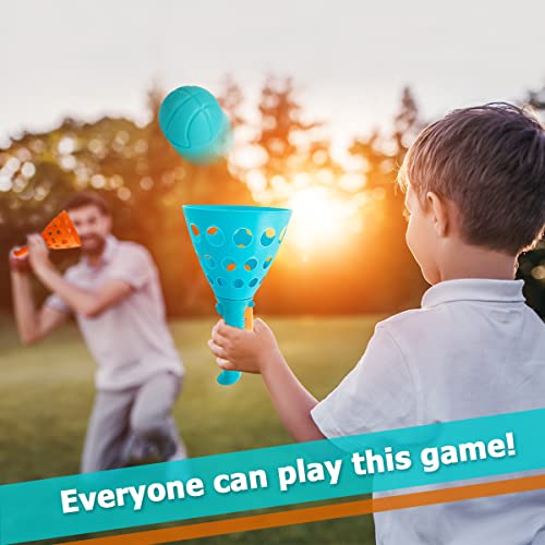 Pop And Catch Ball Game With 10 Balls And 4 Catch Launcher Baskets - Outdoor Indoor Game Activities For Boys & Girls, Summer Beach Yard Sport Toys For Kids Ages 4 5 6 7 8 10 12+ Years Old And Adults #TOP3