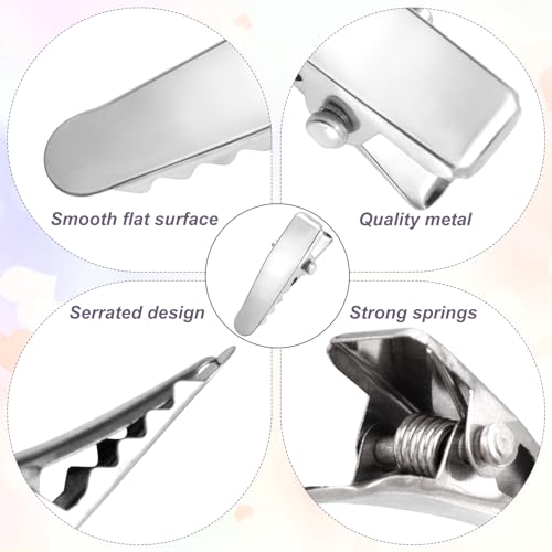 50 pinzas de metal para cabello cocodrilo pequeñas plateadas miniatura 3