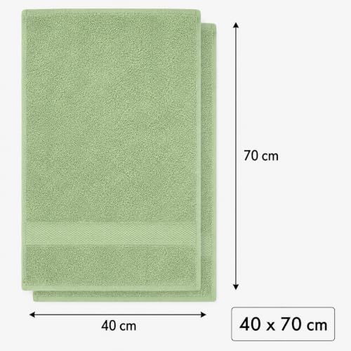 Image of Sulfar 100% Combed Cotton, Quick Drying Highly Absorbent, Luxury Hand Towel Set (Pack of 2, 40 X 70 cm) Nature Green