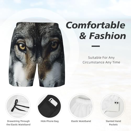 Men's Swim Trunks Quick Dry Board Shorts Forest Wolf Eyes Beach Shorts with Pocket Bathing Suits for Men4