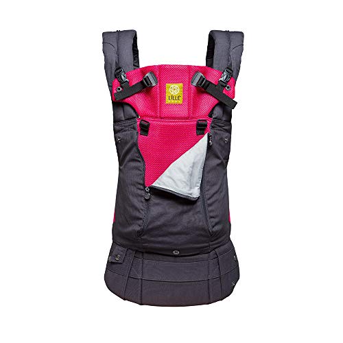 Image of LÍLLÉbaby Complete All Seasons Ergonomic 6-in-1 Baby Carrier Newborn to Toddler - with Lumbar Support - for Children 7-45 Pounds - 360 Degree Baby Wearing - Inward & Outward Facing - Charcoal/Berry