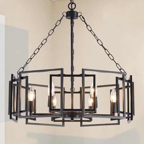 Modern Black Chandelier 6-Light 24