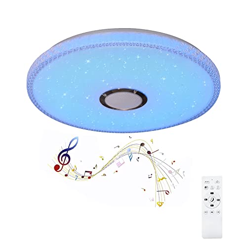 24W Led Bluetooth Music Ceiling Light Dimmable 3000-6000K Rgb With Bluetooth Speaker And Remote Control For Bedroom, Living Room, Kitchen, Hallway, Porch, Children's Bedroom, Imitation Crystal #TOP5