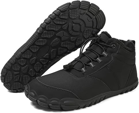 Winter Footwear Barefoot Shoes Women Men Zero Drop Barefoot Hiking Boots Slip On Warm Waterproof Snow Boot Minimalist Wide Toe Ankle Booties Five Finger Hike Shoes Outdoor