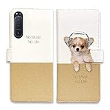 AnglersLife 手帳型 Xperia エクスペリア スマホケース マグネット付 カード収納 チワワだってNo Music No Life Xperia XZ SO-01J/SOV34/601SO