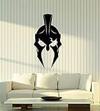 Vinyl Wall Decal Spartan Helmet Scar Warrior Stickers Large Decor (3540ig) Black