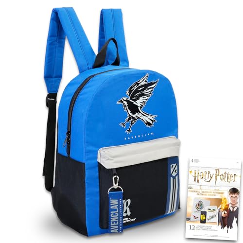 Harry Potter Conjunto de mochila para adultos – Pacote com mochila corvinal de 40,6 cm e decalques | Bolsa de viagem Harry Potter para adolescentes e adultos