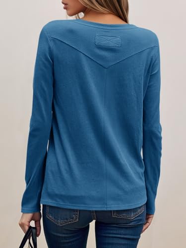 Cicy Bell Womens Long Sleeve Shirts Casual Loose Fit Crew Neck Seam Tunic Tops Fall Basic Tees - image 3